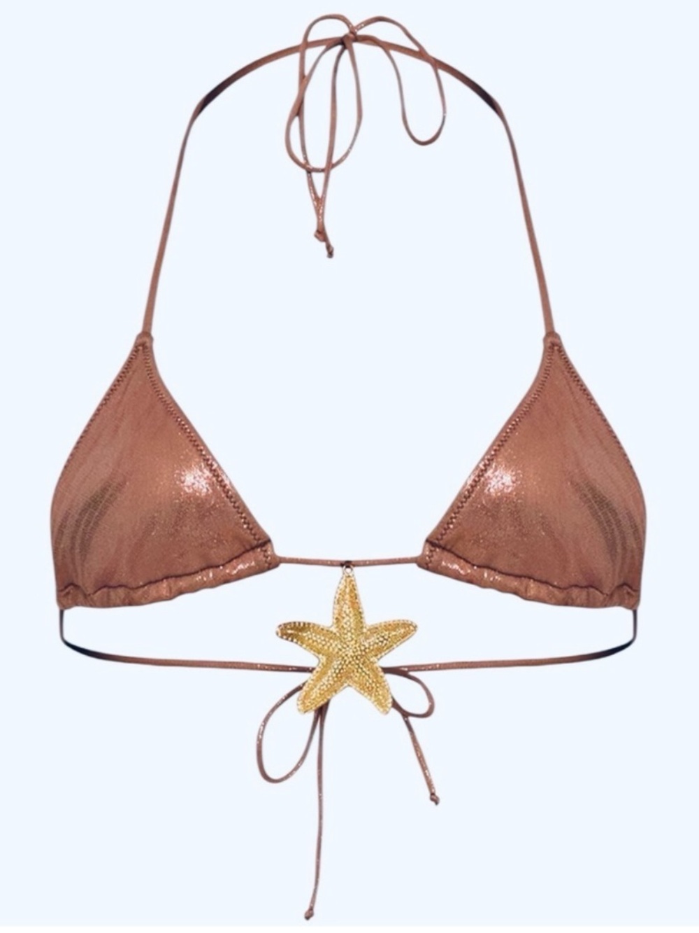 Prettylittlething Bronze Shimmer Starfish Trim Micro Bikini Top Size 0 New